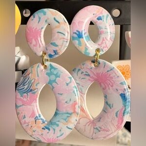 Floral Pastel Hoop Earrings  Polymer Clay & Resin Handmade